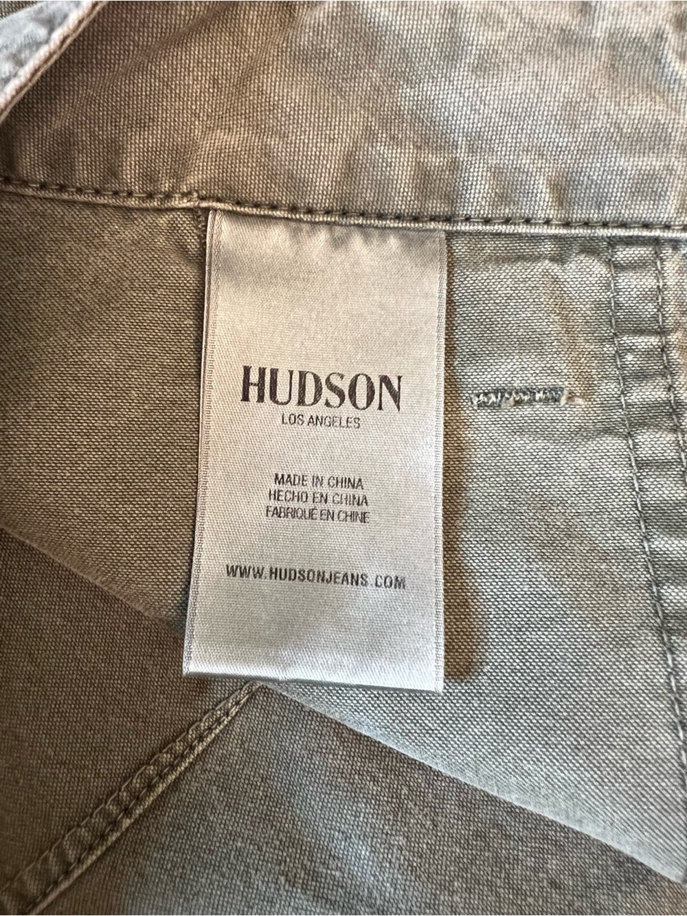 HUDSON Olive Green Canvas Skirt with Branded Metal Button - Picture 9 of 14
